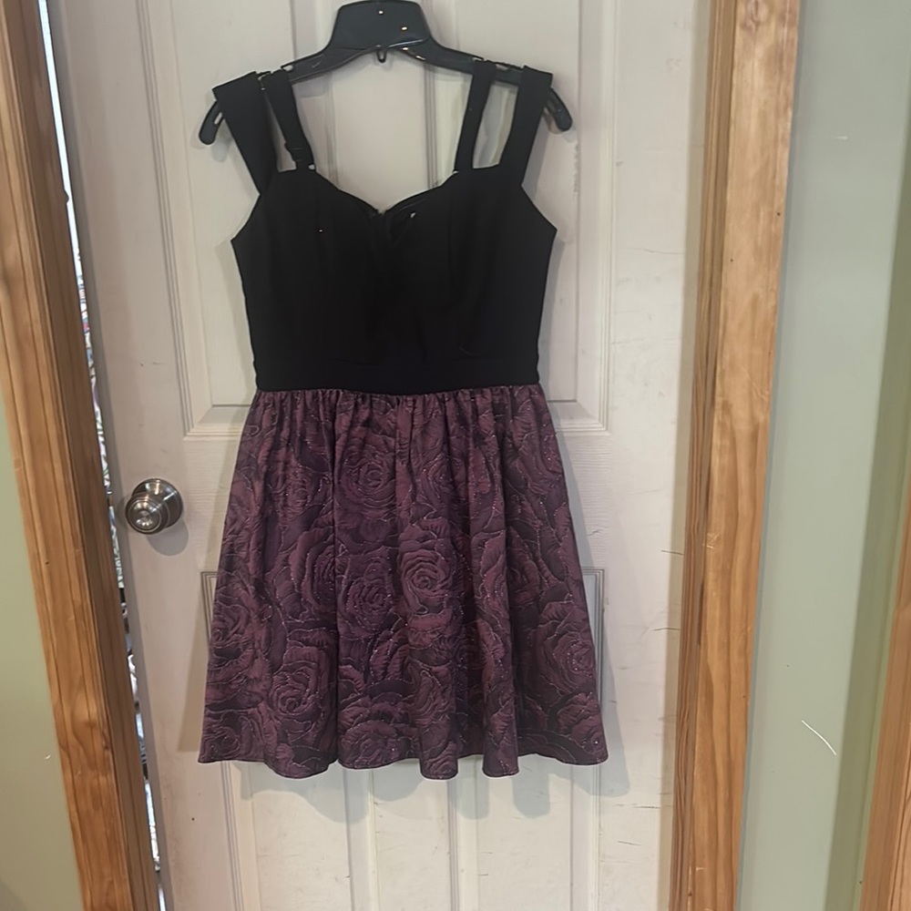 Elegant Black and Purple Floral Dress